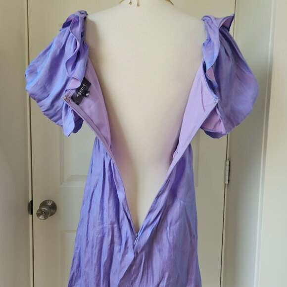 Anthropologie 4si3nna Puff Sleeve Pearlescent Purple Mini Dress Small Sabrina - Picture 12 of 13